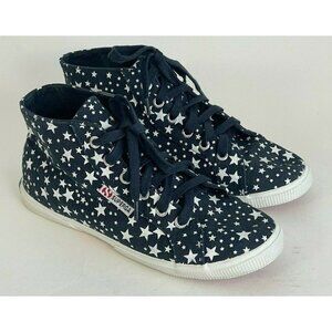Superga Womens High Top Canvas Sneaker Black Size 7 Star Lace Up Rubber S00BTM0